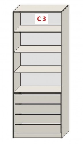 Шкаф СТАНДАРТ С3 4 ящика серия "ГЕСТИЯ" (Светло-серый/Дуб Небраска натуральный) 800*520*2300 в Нижневартовске - niznevartovsk.ok-mebel.com | фото 2