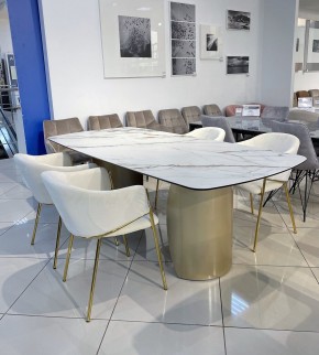 Стол BRONTE 220 KL-188 Контрастный мрамор матовый, итальянская керамика/ Шампань, ®DISAUR в Нижневартовске - niznevartovsk.ok-mebel.com | фото 3
