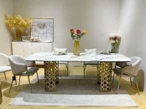 Стол CHIAVARI 220 KL-188 Контрастный мрамор матовый, итальянская керамика / Шампань, ®DISAUR в Нижневартовске - niznevartovsk.ok-mebel.com | фото 2