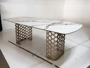 Стол CHIAVARI 220 KL-188 Контрастный мрамор матовый, итальянская керамика / Шампань, ®DISAUR в Нижневартовске - niznevartovsk.ok-mebel.com | фото 6