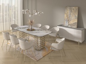 Стол CHIAVARI 220 KL-188 Контрастный мрамор матовый, итальянская керамика / Шампань, ®DISAUR в Нижневартовске - niznevartovsk.ok-mebel.com | фото 9