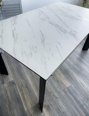 Стол CREMONA 140 KL-99 Белый мрамор матовый, итальянская керамика / черный каркас, ®DISAUR в Нижневартовске - niznevartovsk.ok-mebel.com | фото 3