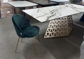 Стол ENNA 220 KL-188 Контрастный мрамор матовый, итальянская керамика/ каркас цвета шампань, ®DISAUR в Нижневартовске - niznevartovsk.ok-mebel.com | фото 8