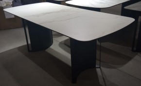 Стол RASMUS 160 TL-45 Белый мрамор, испанская керамика / черный каркас, ®DISAUR в Нижневартовске - niznevartovsk.ok-mebel.com | фото 2