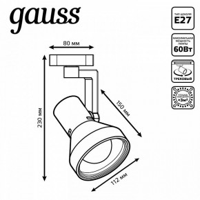 Светильник на штанге Gauss Track Light TR005 в Нижневартовске - niznevartovsk.ok-mebel.com | фото 6