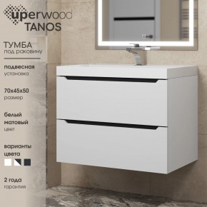 Тумба под раковину Uperwood Tanos 70 см, подвесная, белая/графит в Нижневартовске - niznevartovsk.ok-mebel.com | фото 3