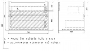 Тумба под раковину Uperwood Tanos 70 см, подвесная, белая/графит в Нижневартовске - niznevartovsk.ok-mebel.com | фото 7