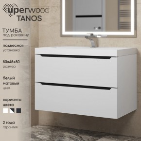 Тумба под раковину Uperwood Tanos 80 см, подвесная, белая/графит в Нижневартовске - niznevartovsk.ok-mebel.com | фото 3