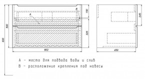 Тумба под раковину Uperwood Tanos 80 см, подвесная, белая/графит в Нижневартовске - niznevartovsk.ok-mebel.com | фото 7