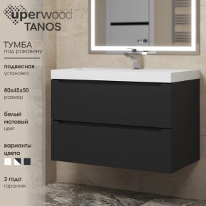 Тумба под раковину Uperwood Tanos 80 см, подвесная, черная матовая в Нижневартовске - niznevartovsk.ok-mebel.com | фото 3