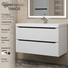 Тумба под раковину Uperwood Tanos 90 см, подвесная, белая/графит в Нижневартовске - niznevartovsk.ok-mebel.com | фото 3