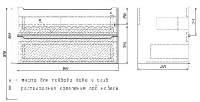Тумба под раковину Uperwood Tanos 90 см, подвесная, белая/графит в Нижневартовске - niznevartovsk.ok-mebel.com | фото 7
